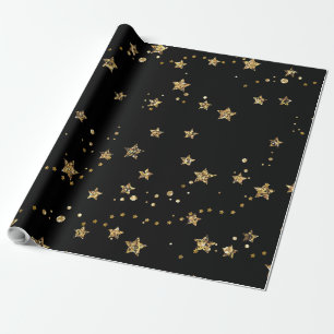 Confetti gouden sterren glitter shine elegant zwar cadeaupapier