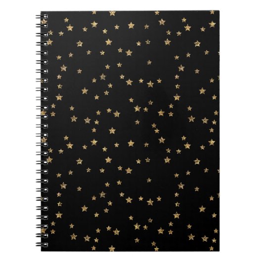 Confetti gouden sterren glitter shine elegant zwar notitieboek (Voorkant)