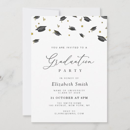 Confetti graduation party invitation (Devant)