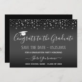 Confetti Graduation Party Save the Date Invitation Kaart (Voorkant / Achterkant)