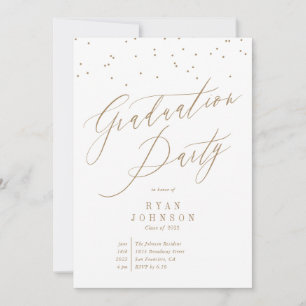 Confetti Graduation Party Script Gold Kaart