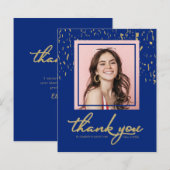 Confetti Graduation Photo Budget Carte de remercie (Devant / Derrière)