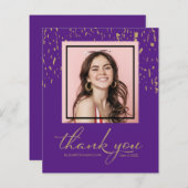 Confetti Graduation Photo Budget Carte de remercie (Devant / Derrière)