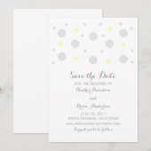 Confetti gris jaune Enregistrer la date Invitation (Devant / Derrière)