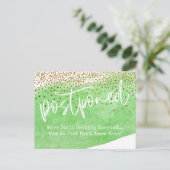 Confetti & Groene Waterverf Uitgestelde bruiloft Briefkaart (Staand voorkant)
