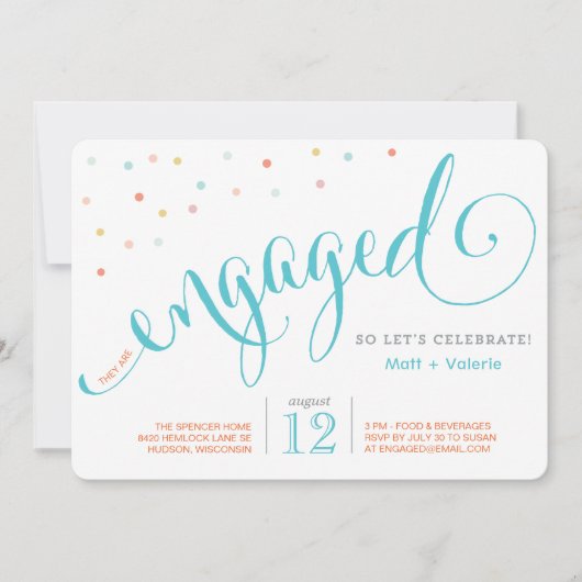 Confetti| Invitation de la partie d'engagement (Devant)