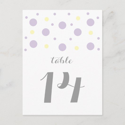 Confetti jaune pourpre Numéro de table Carte posta (Devant)