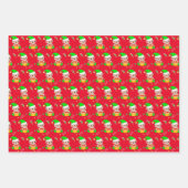 Confetti, kerstmis, snoepriet op groen en rood inpakpapier vel (Voorkant 3)