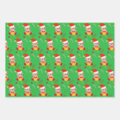 Confetti, kerstmis, snoepriet op groen en rood inpakpapier vel (Voorkant 2)