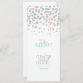 Confetti Koraal oranje blauwgroen Groen Trouwmenu Menu (Voorkant / Achterkant)