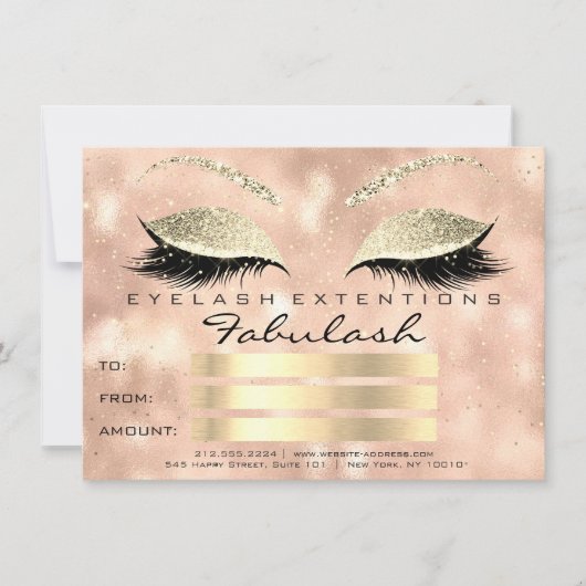Confetti Lashes Gold Blush Makeup Certificate Cade (Voorkant)