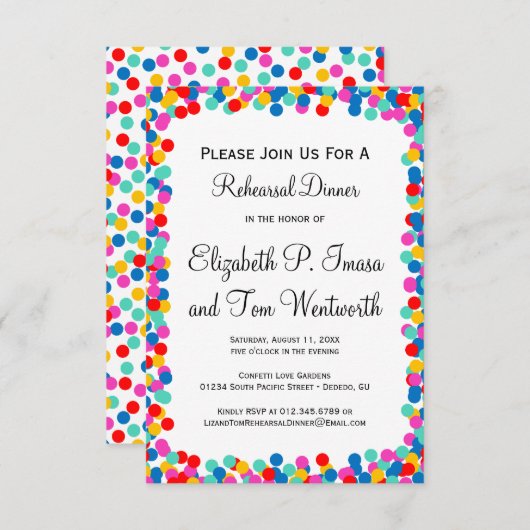 Confetti Mariage Rehearsal Invitations (Devant / Derrière)