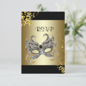 Confetti Masque Black Gold Masquerade Party RSVP (Debout devant)