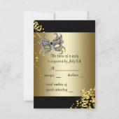 Confetti Masque Black Gold Masquerade Party RSVP (Dos)