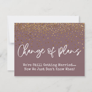 Confetti Mauve Change of Plans Postponed Wedding Briefkaart