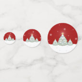 Confetti met de rode sneeuwige kerstboomtafel (Voorkanten)