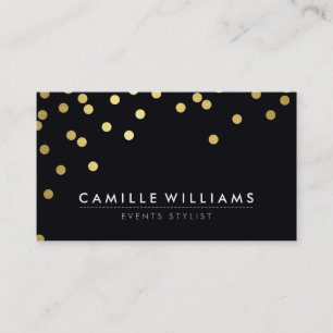 CONFETTI Modern Cool Dot Patroon Gouden folie Zwar Visitekaartje