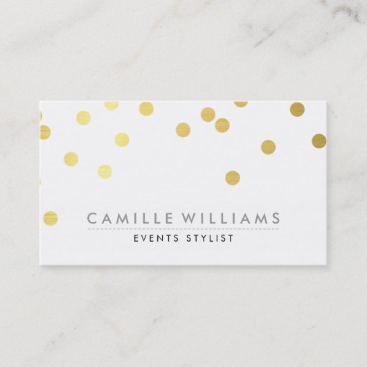 CONFETTI modern schattig polka dot pattern gouden Visitekaartje (Voorkant)