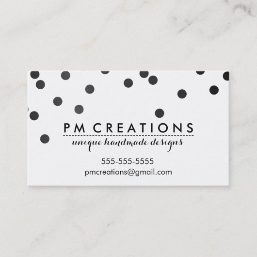 CONFETTI modern schattig polka dot pattern zwart w Visitekaartje (Voorkant)