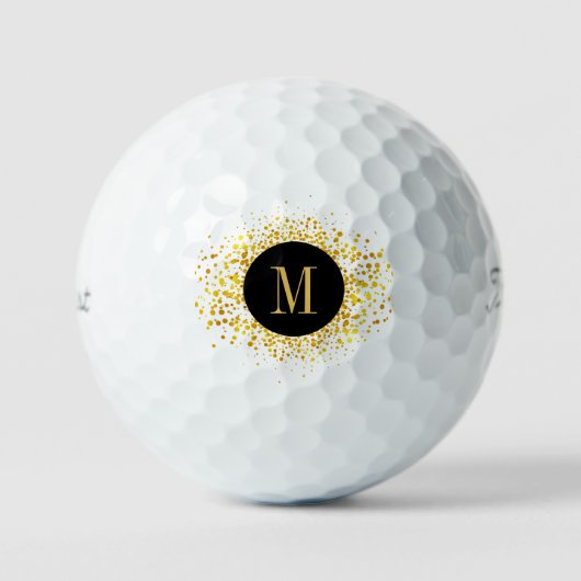 Confetti Monogram Gold Foil Black ID445 Golfballen (Voorkant)
