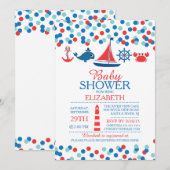 Confetti Nautical Boys Baby shower Invitation (Devant / Derrière)