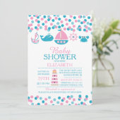 Confetti Nautical Girls Baby shower Invitation (Debout devant)