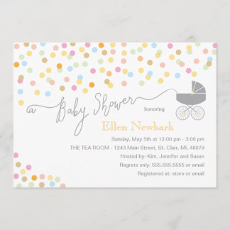 Confetti neutre| Invitations de douches pour bébés