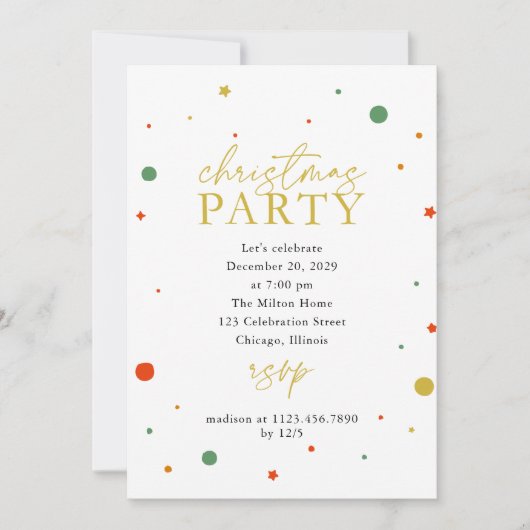 Confetti Noël Fête Invitation (Devant)