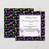 confetti noir ANNIVERSAIRE INVITATION (Devant / Derrière)