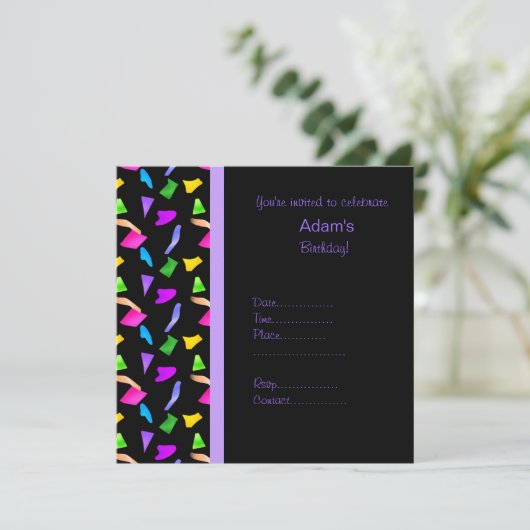 confetti noir ANNIVERSAIRE INVITATION (Debout devant)