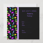 confetti noir ANNIVERSAIRE INVITATION (Devant)