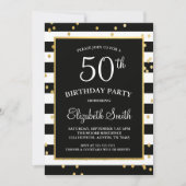 Confetti Noir & Or Invitation Anniversaire (Devant)