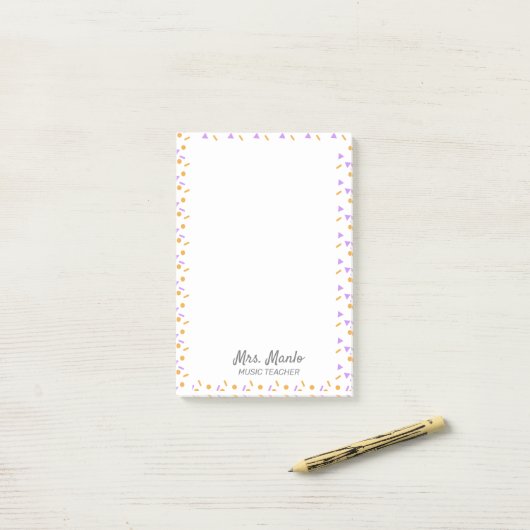 Confetti Onderwijzer Scriptnaam  Post-it Notities Post-it® Notes (Op bureau)