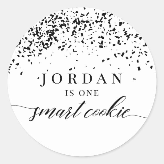 Confetti One Smart Cookie Graduation Party Favor Ronde Sticker (Voorkant)