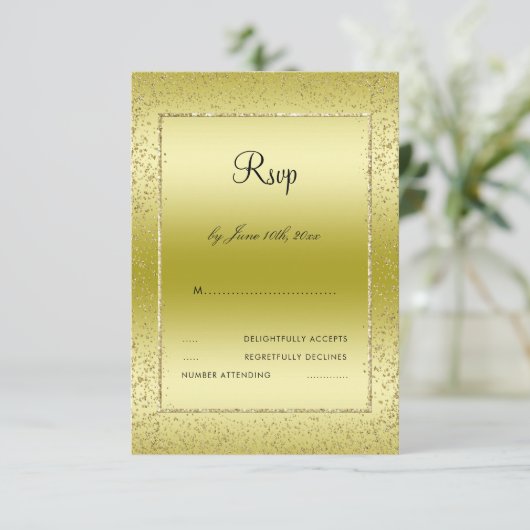 Confetti Or élégant 50e mariage RSVP (Debout devant)