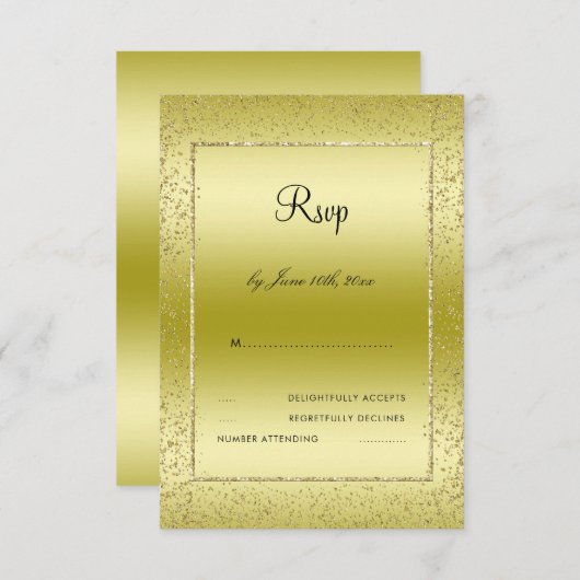 Confetti Or élégant 50e mariage RSVP (Devant / Derrière)