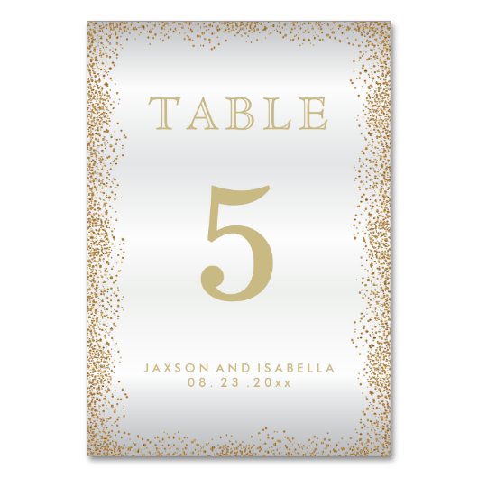 Confetti or et blanc - Carte table (Dos)