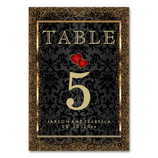 Confetti or et noir - Carte table (Dos)