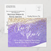 Confetti, Paarse verandering van plannen uitgestel Briefkaart (Voorkant / Achterkant)