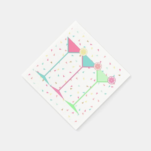 Confetti Papieren servetten, Martini Cocktail Part Servetten (Hoek)