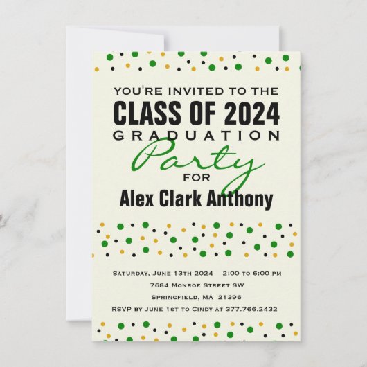 Confetti Party Invitation 2024 Afstuderen Kaart (Voorkant)