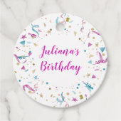 Confetti Party roze en Blue Sparkle Birthday Bedankjes Labels (Voorkant)