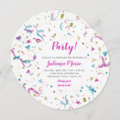 Confetti Party roze en Blue Sparkle Birthday Kaart (Voorkant / Achterkant)