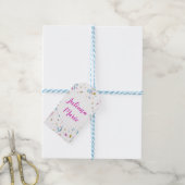 Confetti Party roze en Blue Sparkle Cadeaulabel (Met Touw)