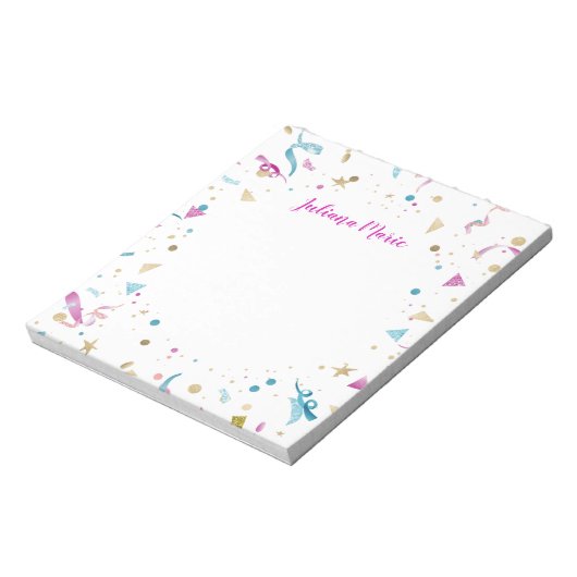 Confetti Party roze en Blue Sparkle Notitieblok (Gedraaid)