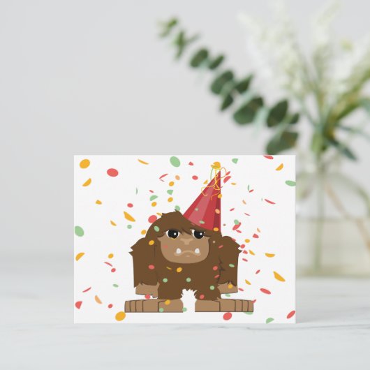 Confetti Party Sasquatch Bigfoot Uitnodiging Briefkaart (Staand voorkant)