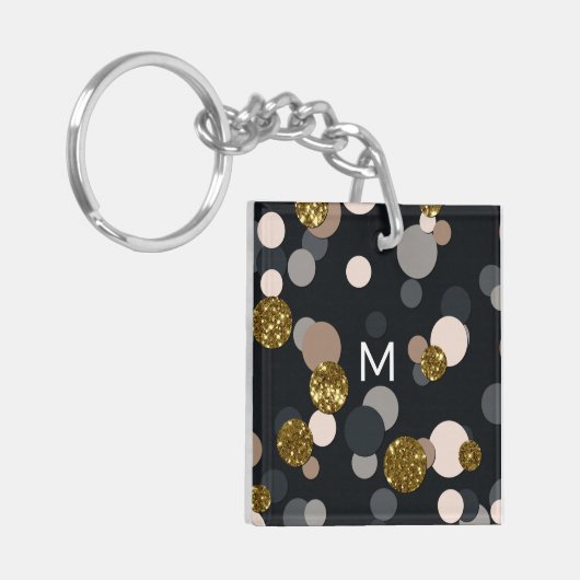 Confetti Peach, Maple, Grey and Gold Glitter Sleutelhanger (Voorkant Links)