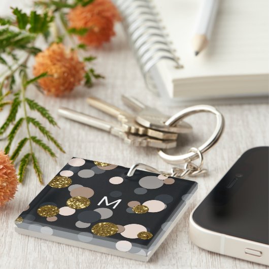 Confetti Peach, Maple, Grey and Gold Glitter Sleutelhanger (Voorkant Rechts)