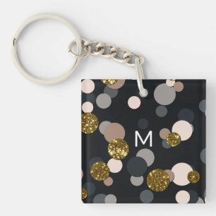Confetti Peach, Maple, Grey and Gold Glitter Sleutelhanger