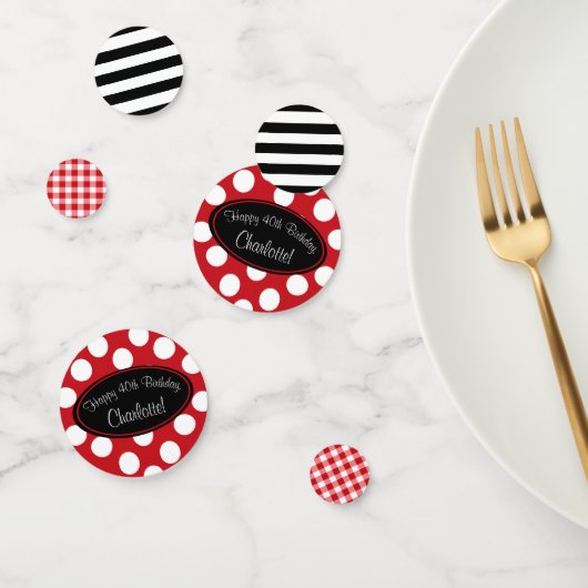 Confetti personnalisé table de points Polka rouge (Groupe)
